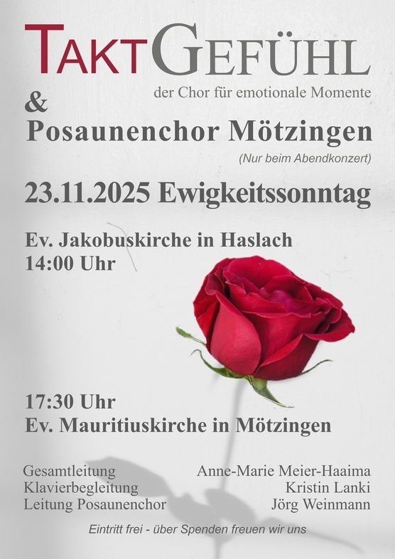 Konzert TaktGefühl am Ewigkeits-Sonntag 2025